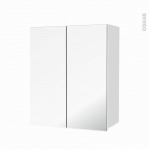 Armoire De Salle De Bains Rangement Haut Static Blanc 2 Portes Miroir Cotes Decors L60 X H70 Xp27 Cm