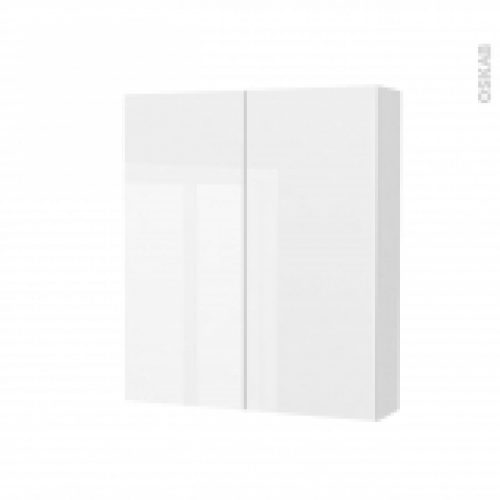 Armoire De Toilette Rangement Haut Bora Blanc 2 Portes Cotes Decors L60 X H70 X P17 Cm