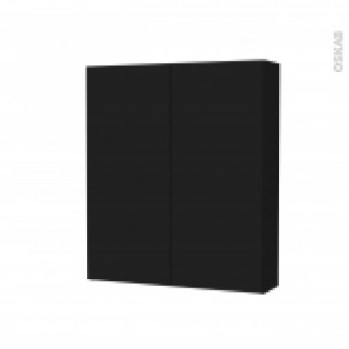Armoire De Toilette Rangement Haut Ginko Noir 2 Portes Cotes Decors L60 X H70 X P17 Cm