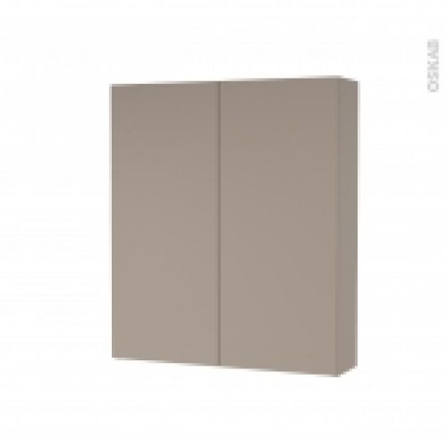 Armoire De Toilette Rangement Haut Ginko Taupe 2 Portes Cotes Decors L60 X H70 X P17 Cm