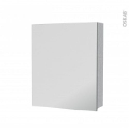 Armoire De Toilette Rangement Haut Hoda Beton 1 Porte Miroir Cotes Decors L60 X H70 X P17 Cm