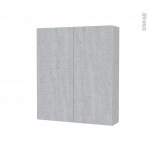 Armoire De Toilette Rangement Haut Hoda Beton 2 Portes Cotes Decors L60 X H70 X P17 Cm