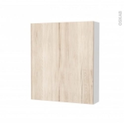 Armoire De Toilette Rangement Haut Ikoro Chene Clair 1 Porte Cotes Blancs L60 X H70 X P17 Cm
