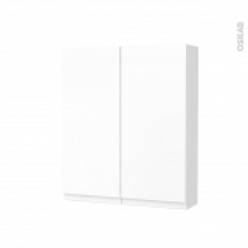 Armoire De Toilette Rangement Haut Ipoma Blanc Mat 2 Portes Cotes Blancs L60 X H70 X P17 Cm