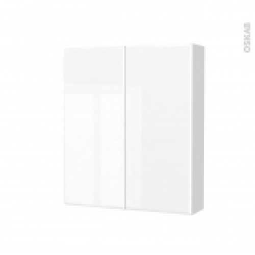 Armoire De Toilette Rangement Haut Iris Blanc 2 Portes Cotes Blancs L60 X H70 X P17 Cm