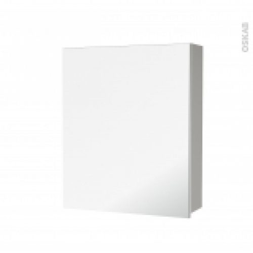 Armoire De Toilette Rangement Haut Ivia Gris 1 Porte Miroir Cotes Decors L60 X H70 X P17 Cm