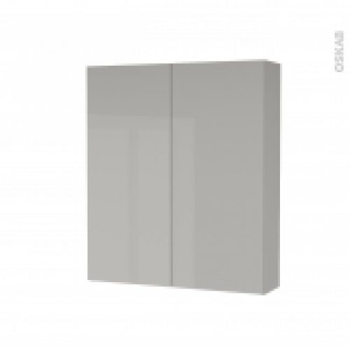 Armoire De Toilette Rangement Haut Ivia Gris 2 Portes Cotes Decors L60 X H70 X P17 Cm