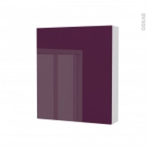 Armoire De Toilette Rangement Haut Keria Aubergine 1 Porte Cotes Blancs L60 X H70 X P17 Cm