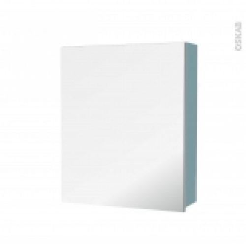 Armoire De Toilette Rangement Haut Keria Bleu 1 Porte Miroir Cotes Decors L60 X H70 X P17 Cm