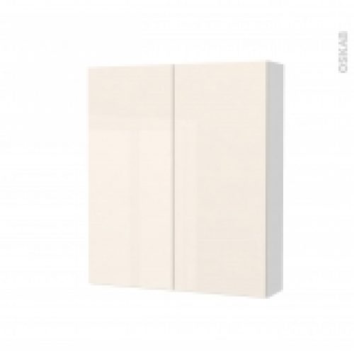Armoire De Toilette Rangement Haut Keria Ivoire 2 Portes Cotes Blancs L60 X H70 X P17 Cm