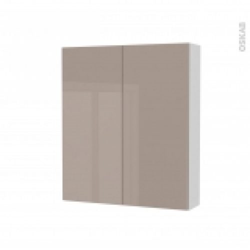 Armoire De Toilette Rangement Haut Keria Moka 2 Portes Cotes Blancs L60 X H70 X P17 Cm