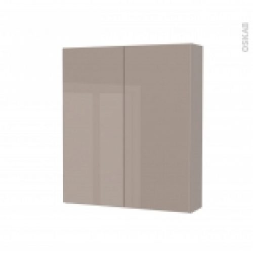 Armoire De Toilette Rangement Haut Keria Moka 2 Portes Cotes Decors L60 X H70 X P17 Cm