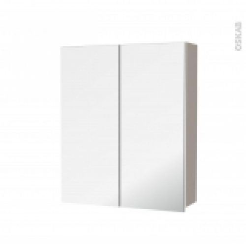 Armoire De Toilette Rangement Haut Keria Moka 2 Portes Miroir Cotes Decors L60 X H70 X P17 Cm