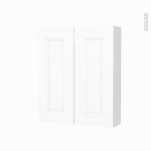 Armoire De Toilette Rangement Haut Static Blanc 2 Portes Cotes Blancs L60 X H70 X P17 Cm