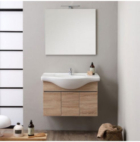 ARMOIRE DE TOILETTE SUSPENDUE CM.85 AVEC 3 PORTES SILVIA CHÊNE WELL