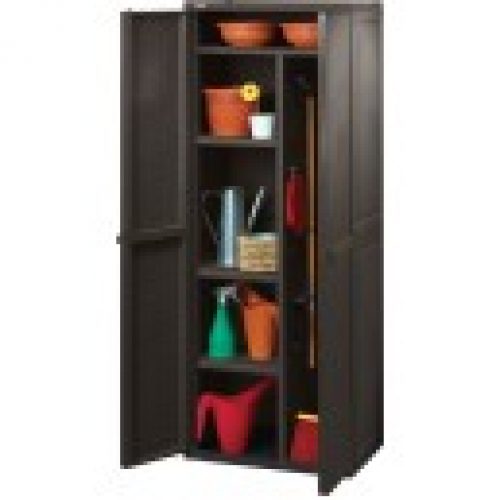 Armoire haute de jardin en résine aspect tressée