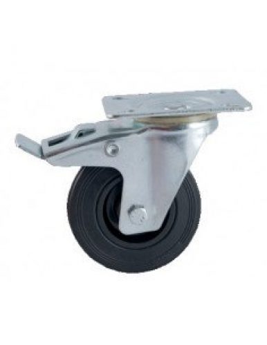 AVL – Roulette 80mm caoutcouc noir platine pivotante avec frein -…