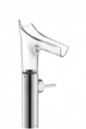 AXOR Starck V – Mitigeur monocommande lavabo 220 avec bec en verre avec garniture de vidage ne pouvant être fermée chrome