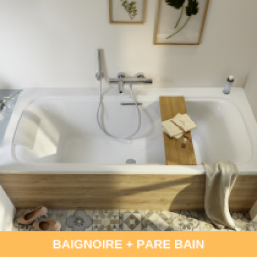 Baignoire acrylique Elite et pare bain Struktura Jacob Delafon