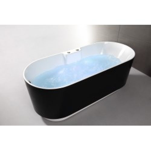Baignoire balnéo + tablier – ilôt – noire et blanche – Ukio – SPALINA