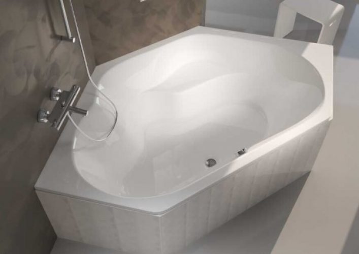 Baignoire d&rsquo;Angle Balnéo Riho Winnipeg 1450x800x1450mm Blanc
