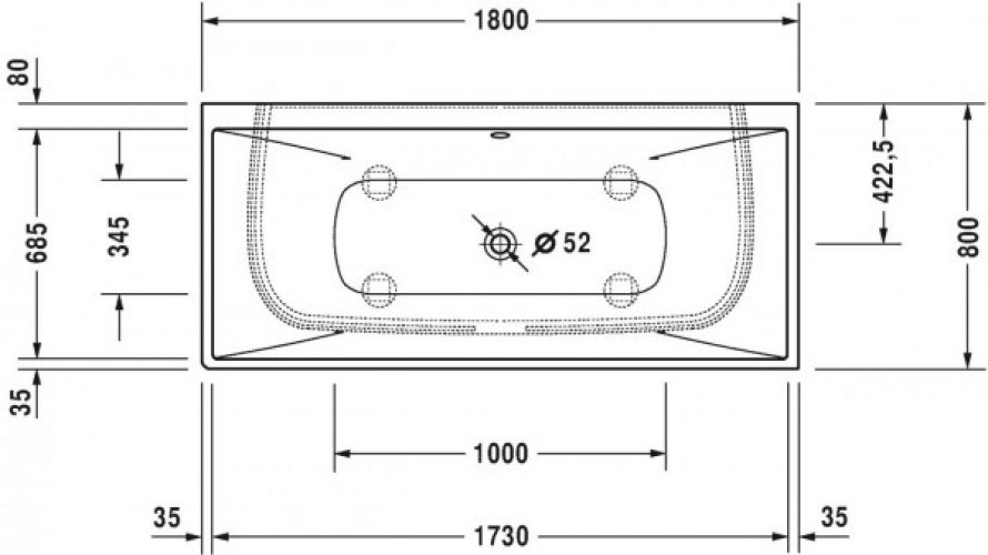 Baignoire d’Angle Duravit Vero Air à gauche 1800x800mm 700429000000000