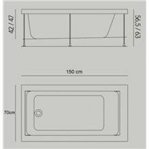 Baignoire Jazz S encastrée 150 x 70 cm avec…