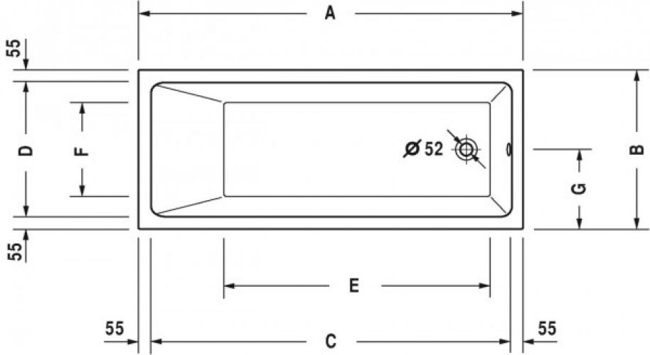 Baignoire Rectangulaire Duravit Vero Air 1700x700x480mm 700411000000000