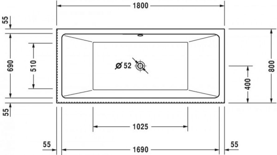 Baignoire Rectangulaire Duravit Vero Air 1800x800mm 700416000000000