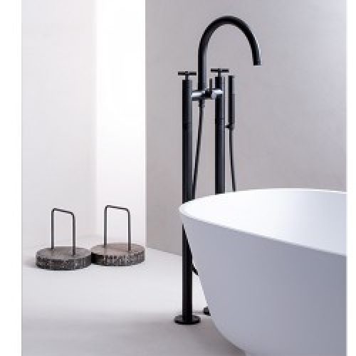 BAIN DOUCHE EXECUTIVE SUR COLONNETTES AU SOL ENTRAXE 180 CHROME BLACK – CRISTINA ONDYNA EV10813