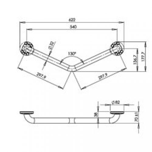 Barre 130º satinée Medinox Mediclinics