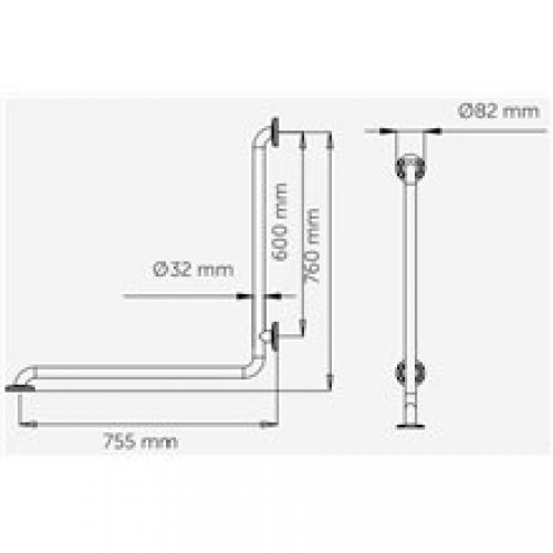 Barre 2 murs satinée Medinox Mediclinics