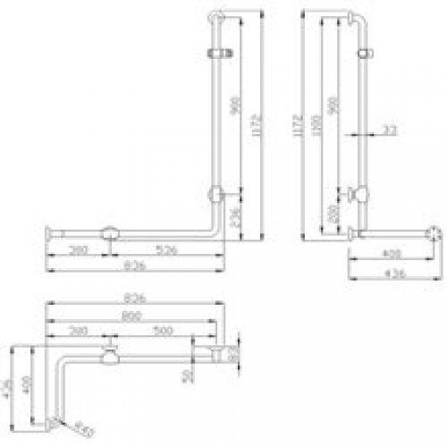 Barre 4 ancrages douche Urban People Mediclinics