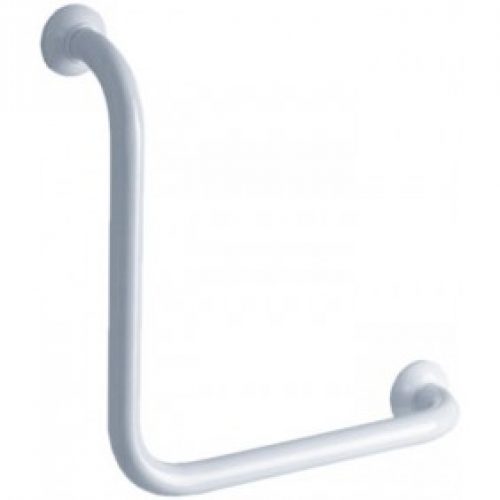 Barre d&rsquo;appui coudée à 90° en aluminium époxy blanc