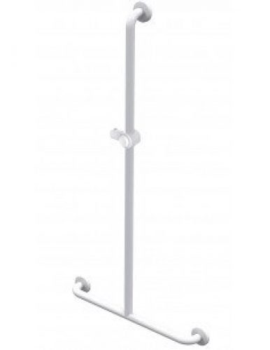 Barre d&rsquo;appui douche en T blanc + support douchette 600×1200 AKW…