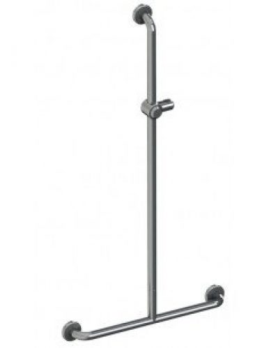Barre d&rsquo;appui douche en T inox poli + support douchette 600×1200…