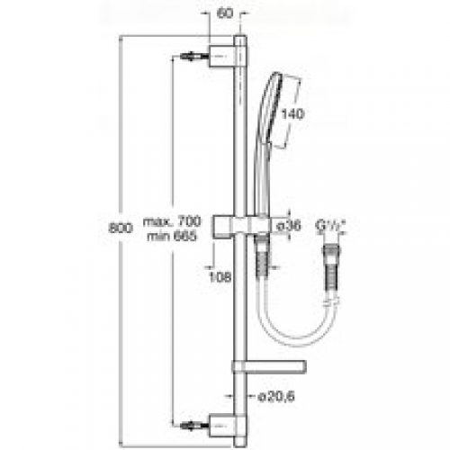 Barre de douche blanche Plenum Round Roca