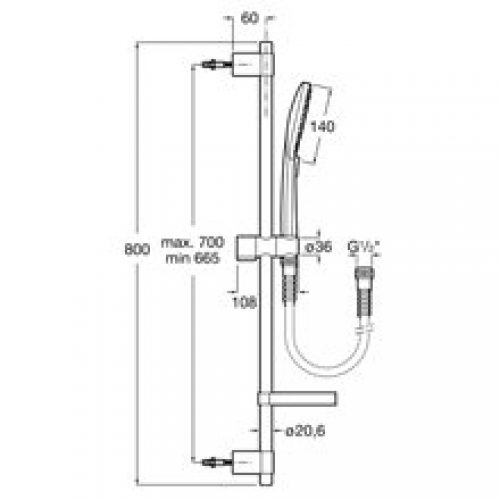 Barre de douche blanche Plenum Square Roca