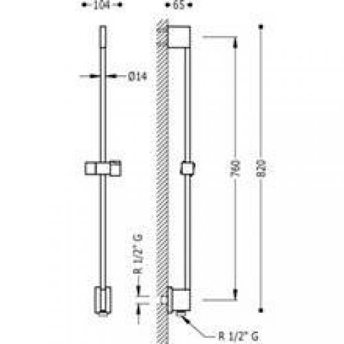 Barre de douche de 76 cm TRES SC