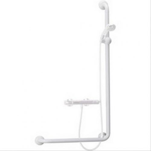 Barre de douche en L Ø33mm Polyalu 664,5×1264,5mm