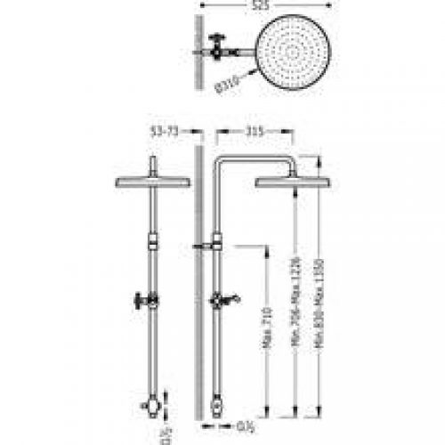 Barre de douche télescopique avec pomme haute…