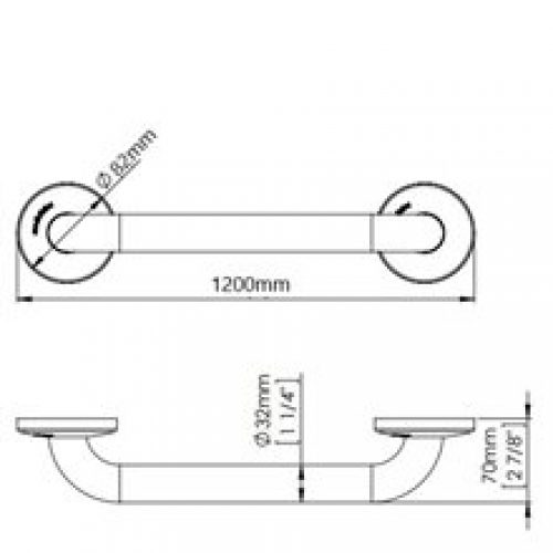 Barre droite 120 cm satinée Medinox Mediclinics