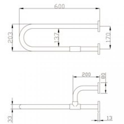 Barre murale avec 3 ancrages Tubocolor Mediclinics
