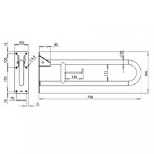 Barre rabattable 73,8cm satinée Medinox…