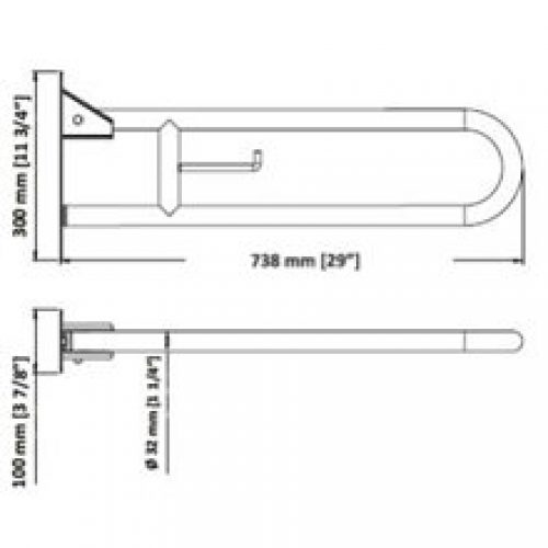 Barre rabattable 85,2cm satinée Medinox…