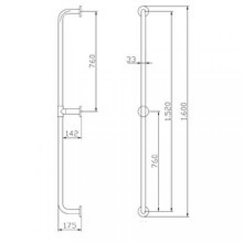 Barre verticale 3 ancrages Tubocolor Mediclinics