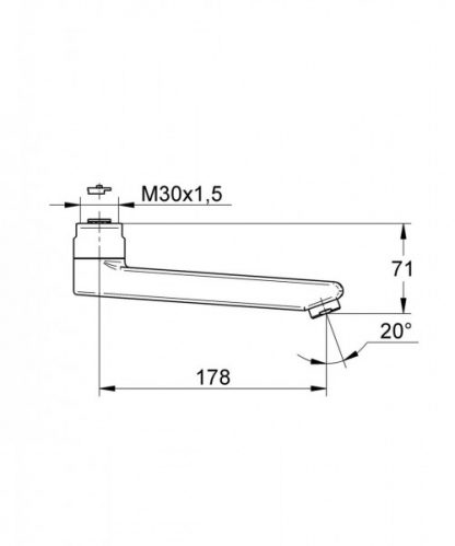Bec coulé Grohe 177 mm pour robinetterie murale Chromé