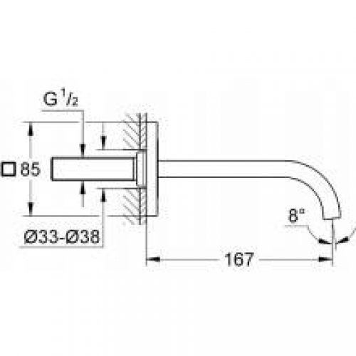 Bec de baignoire mural Grohe Veris