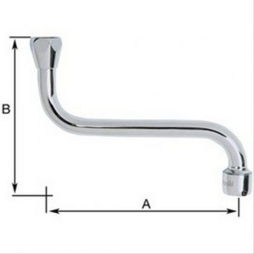 Bec Dessous à porté plate Ø14 1/2 A= 250 B= 120 Sortie aérateur Laiton Chromé