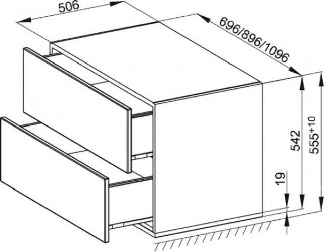 Bette Meuble bas avec socle Modules 2 tiroirs (RLD2)